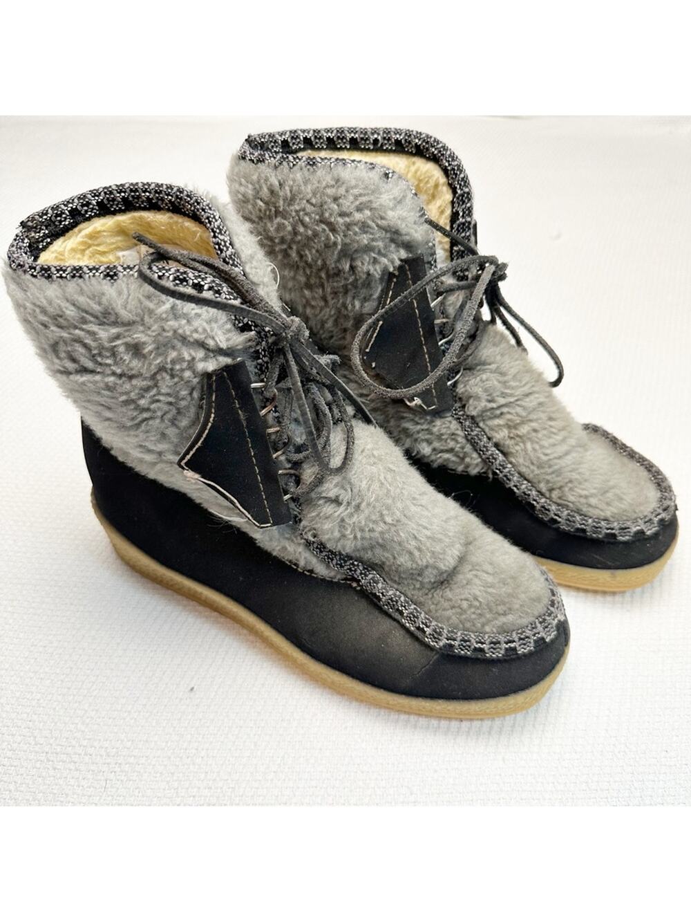 Vintage Snowland Boots Sherpa Boho Platform Scandinavian 7